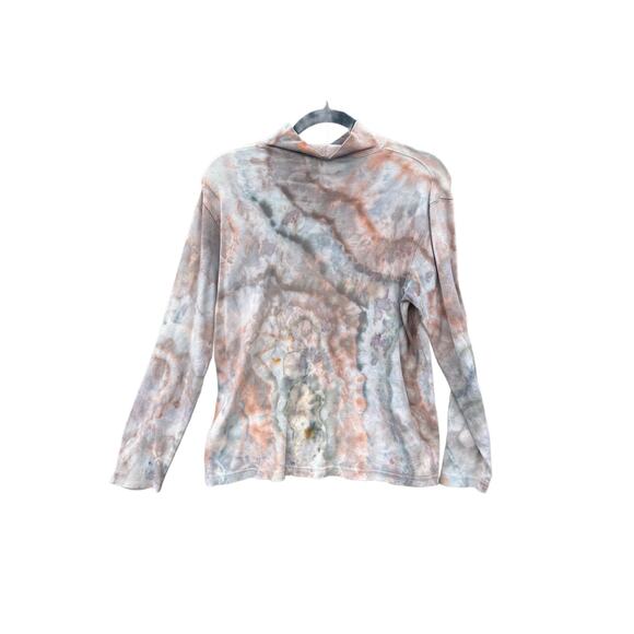 Tie Dye Long Sleeve Turtleneck | Women’s Shirt | Geode Tie - Ice Dye - Picture 2 of 2